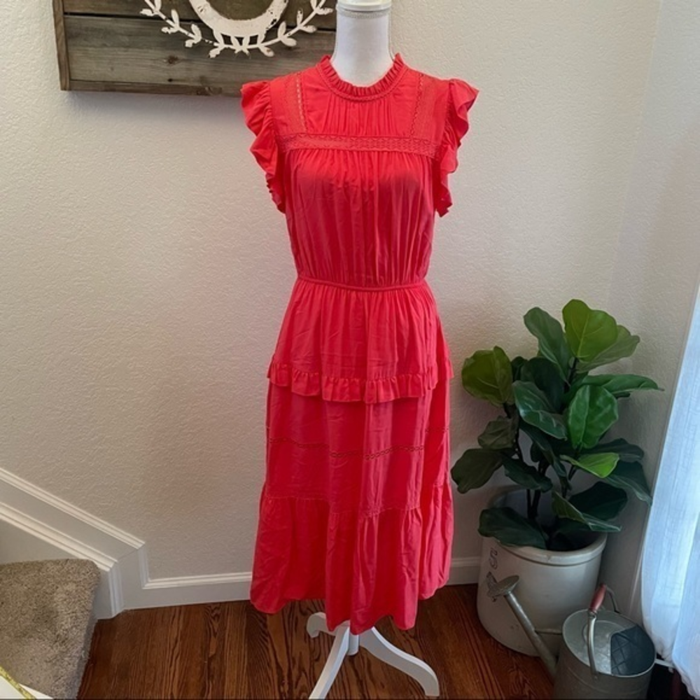 A Loves A pink midi ruffle dress size M NWT